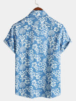 Bundle Of 2 | Men's Blue Tropical Floral Cotton Short Sleeve Aloha Resort Beach Shirts