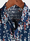 Men's Cotton Summer Flower Print Breathable Beach Button Up Floral Short Sleeve Beach Shirt