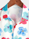 Men's Floral Print Summer Cute Flower Button Up Hawaiian Beach Short Sleeve Shirt