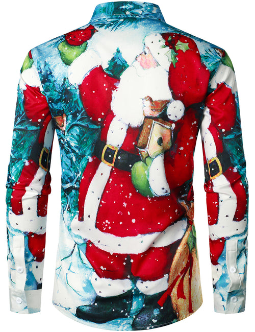 Chemise à manches longues à imprimé de Noël pour hommes