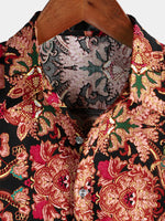 Men's Vintage Luxury Floral Print Casual Short Sleeve Shirt