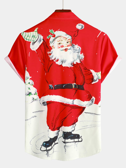 Men's Regular Fit Christmas Print Short Sleeve Shirt