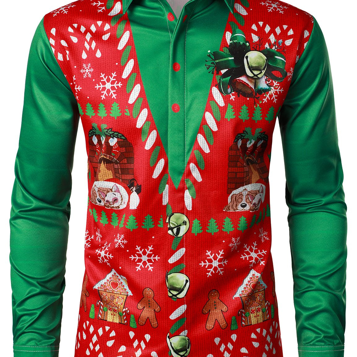 Men's Christmas Print Regular Fit Long Sleeve Shirt