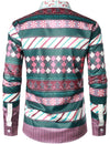 Men's Christmas Regular Fit Red and White Striped Candy Cane Long Sleeve Ugly Funny Shirt