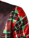 Men's Vintage Red And Green Plaid Funny Holiday Outfit Top Christmas Long Sleeve Shirt