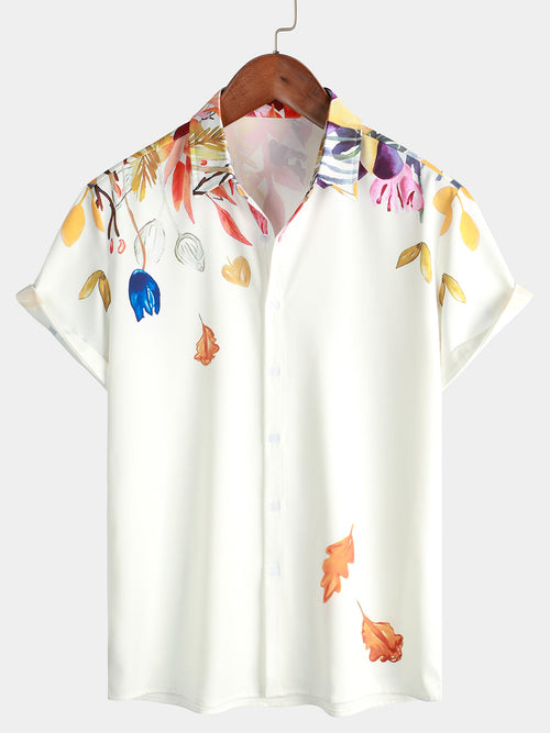 Bundle Of 3 | Men's Floral Printed Button Up Short Sleeve Casual Shirts