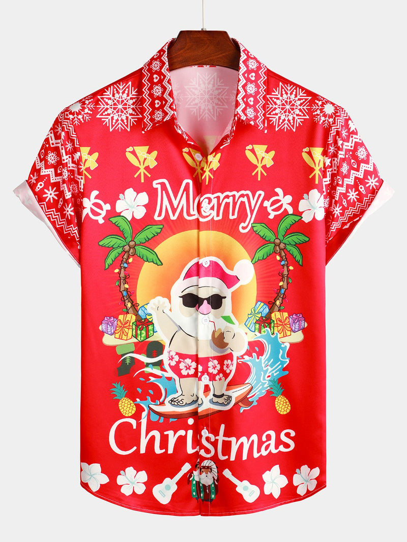 Men's Ugly Christmas Print Hawaiian Shirt