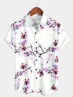 Bundle Of 3 | Floral Print Lapel Holiday Short Sleeve Shirts