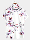 Bundle Of 3 | Floral Print Lapel Holiday Short Sleeve Shirts