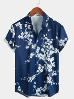 Bundle Of 2 | Men's Floral Holiday Summer Print Casual White Beach Short Sleeve Shirts
