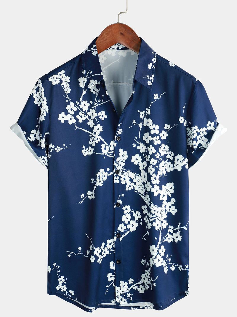 Bundle Of 3 | Men's Flower Print Vacation Hawaiian Vintage Aloha Short Sleeve Shirt