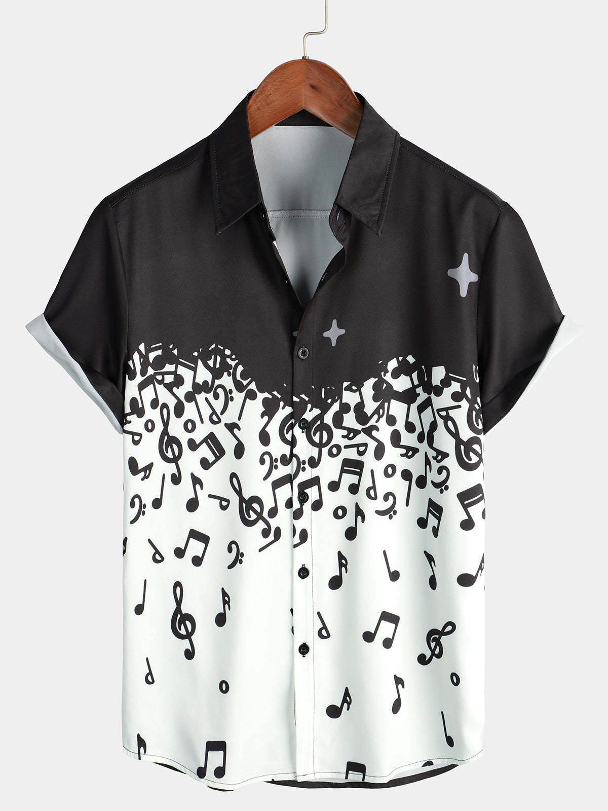 Men's Musical Note Rock & Roll Print Musicians Casual Short Sleeve Shirt
