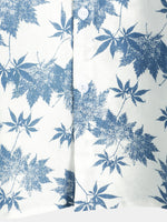 Men's Cotton Linen Maple Leaf Print Breathable Short Sleeve Shirt