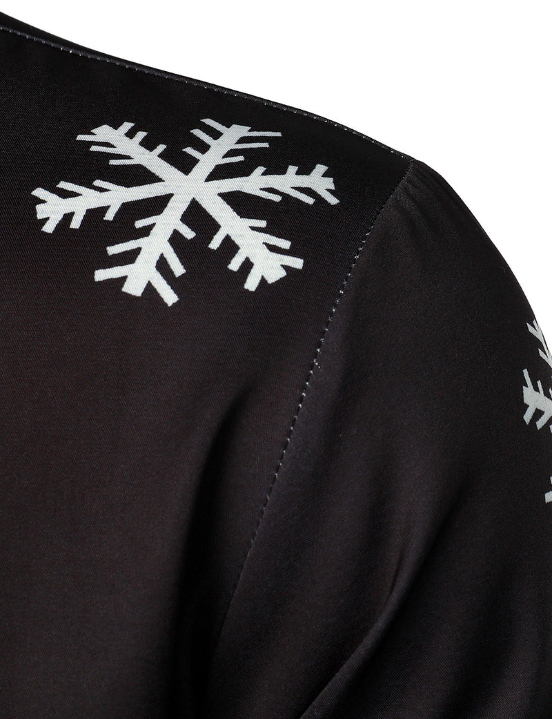 Bundle Of 2 | Men's Christmas Santa Button Up Black Novelty Long Sleeve Shirts