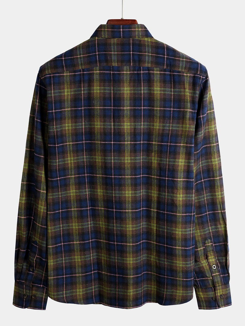Men's Button Up Regular Fit Long Sleeve Plaid Flannel Casual Shirts
