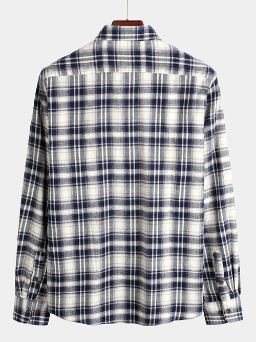 Men's Button Up Regular Fit Long Sleeve Plaid Flannel Casual Shirt