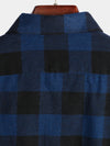 Men's Button Up Regular Fit Long Sleeve Blue Plaid Flannel 100% Cotton Shirt