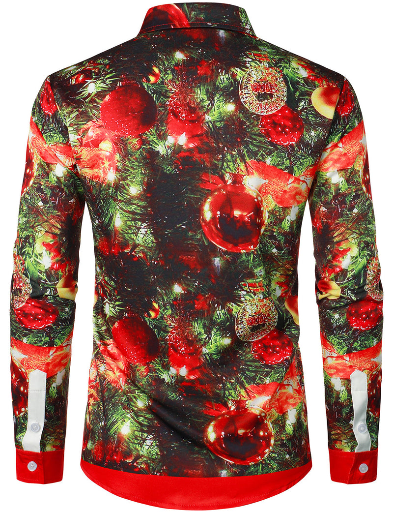 Men's Christmas Decoration Funny Button Up Long Sleeve Shirt