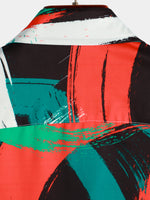 Men's Abstract Print Summer Casual Button Up Short Sleeve Shirt