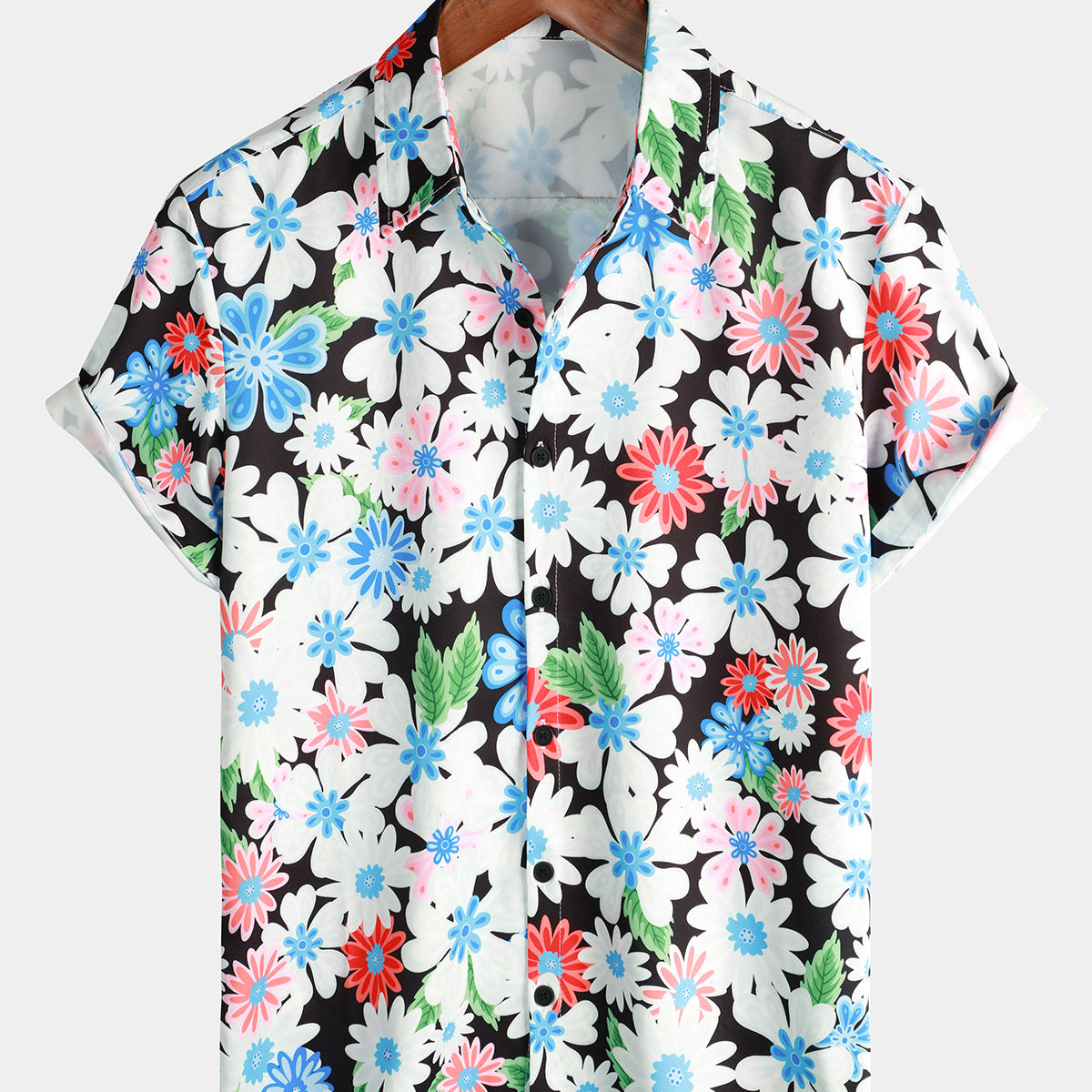 Men's Leisure Floral Print Holiday Flower Resort Casual Art Short Sleeve Shirt