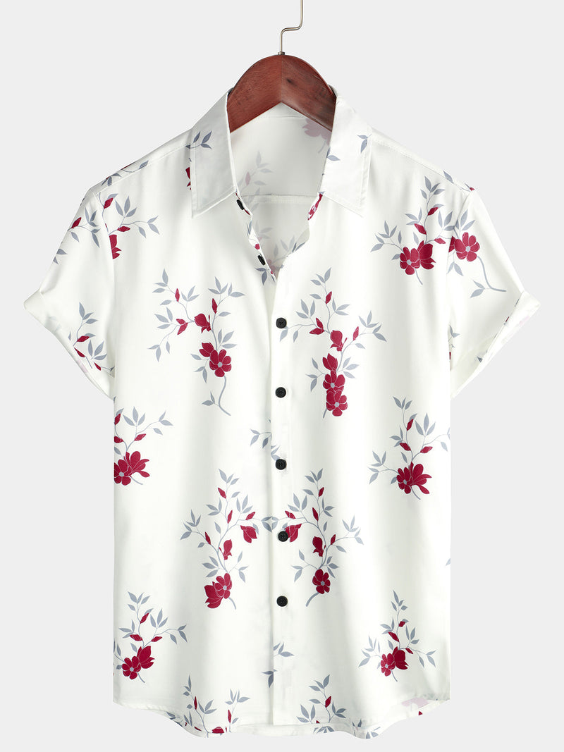 Men's Hawaiian White Leisure Top Short Sleeve Shirt