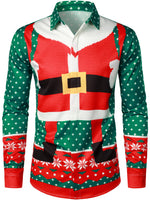 Men's Santa Claus Funny Outfit Themed Top Christmas Long Sleeve Shirt