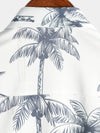 Men's Tropical Print Aloha Vacation Beach Coconut Tree Short Sleeve White Hawaiian Shirt