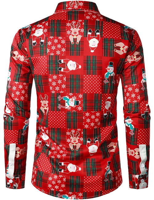 Chemise de Noël à manches longues imprimée coupe régulière pour hommes