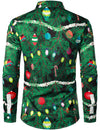 Men's Christmas Tree Camo Print Regular Fit Funny Outfit Themed Top Long Sleeve Shirt