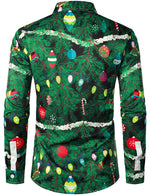 Men's Christmas Tree Camo Print Regular Fit Funny Outfit Themed Top Long Sleeve Shirt