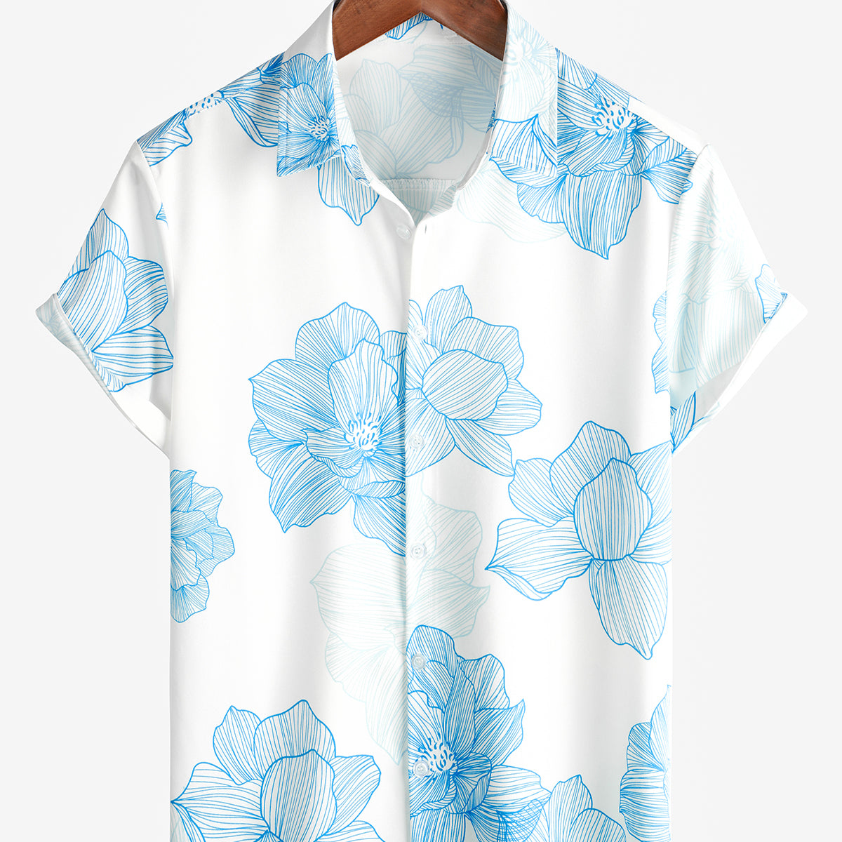 Men's Floral Print Casual Vacation Short Sleeve White Summer Flower Hawaiian Shirt