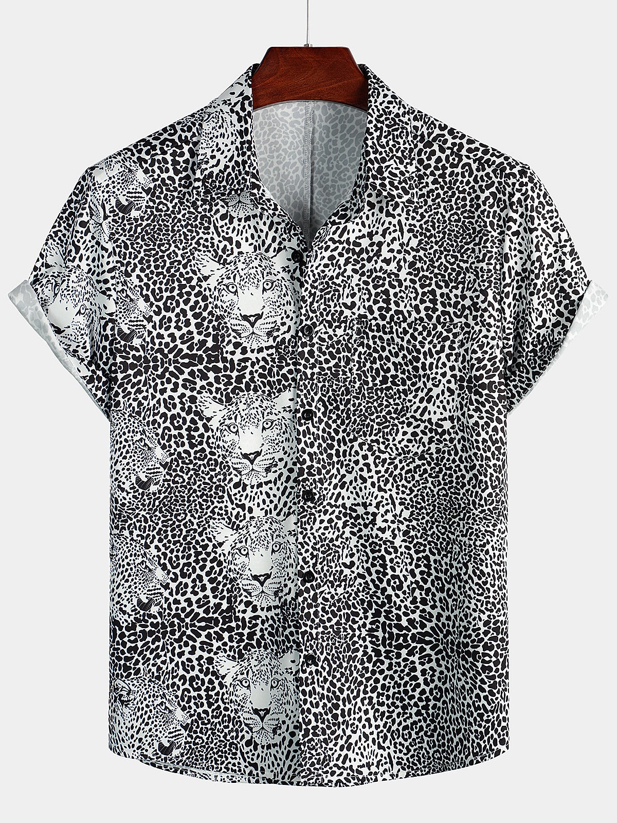 Men's Leopard Summer Pocket Short Sleeve Shirt