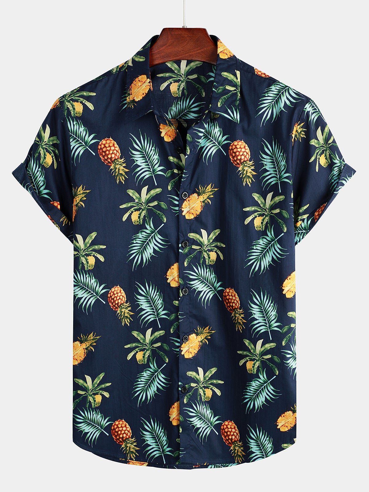 Men's Pineapple Print Short Sleeve Hawaiian Shirt