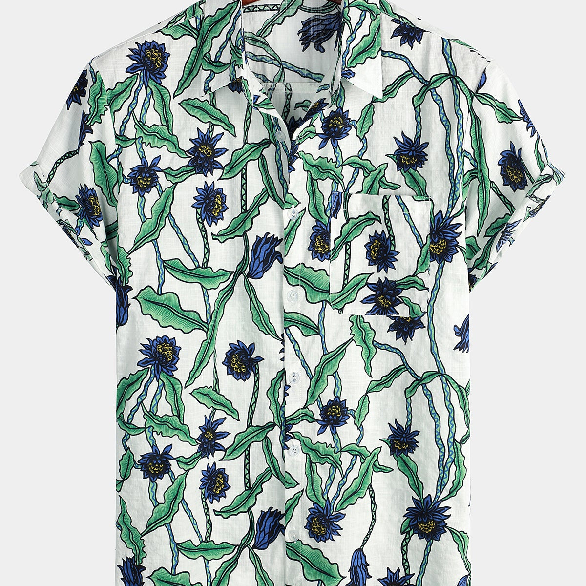 Men‘s Summer Floral Print Short Sleeve Casual Shirt