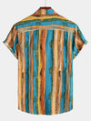 Men's Vintage Vertical Striped Short Sleeve Shirt