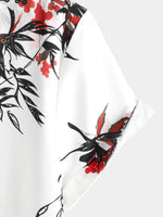 Men's Floral Print Summer Flower Short Sleeve Beach Holiday Button Up Shirt