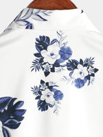 Bundle Of 3 | Men's Floral & Stripe Holiday Summer Print Casual White Beach Short Sleeve Shirts