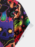 Men's Magic Mushroom Button Up Funny Hawaiian Party Rockabilly Style Short Sleeve Cool Shirt