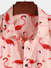 Men's Flamingo Print Short Sleeve Hawaiian Shirt
