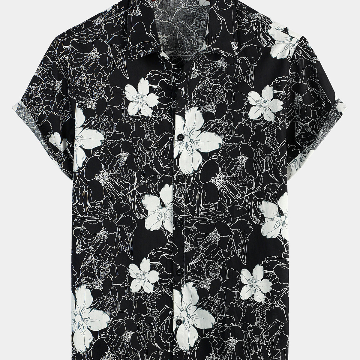 Men's Flower Print Short Sleeve Hawaiian Shirt