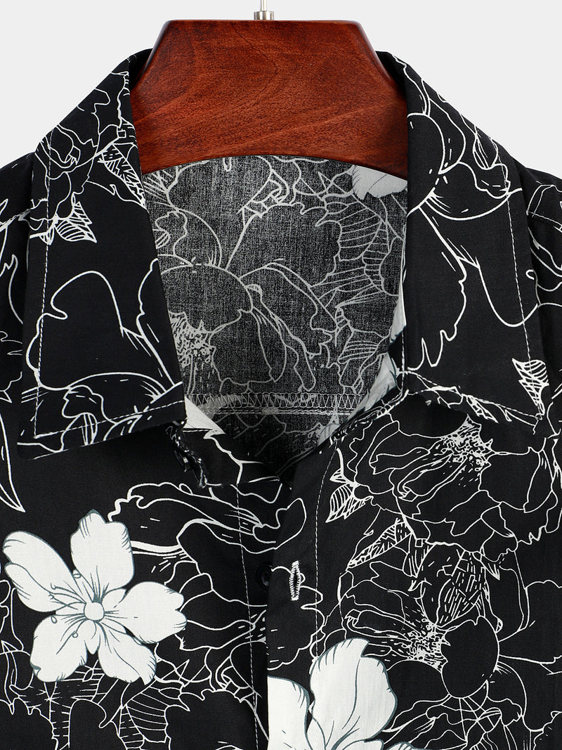 Men's Flower Print Short Sleeve Hawaiian Shirt