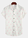 Men's Tropical Flamingo Animal Button Up Casual Hawaiian Holiday Short Sleeve Shirt