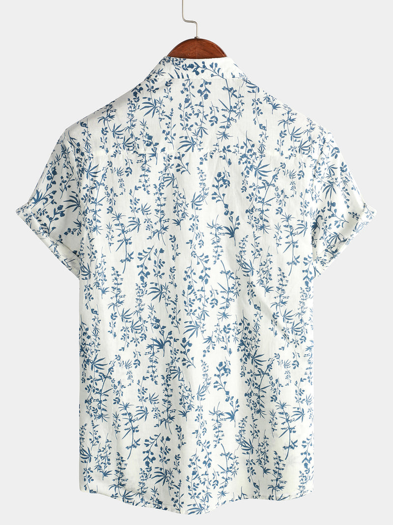 Bundle Of 3 | Men's Floral Plant Leaf Cotton Short Sleeve Aloha Resort Beach Shirts