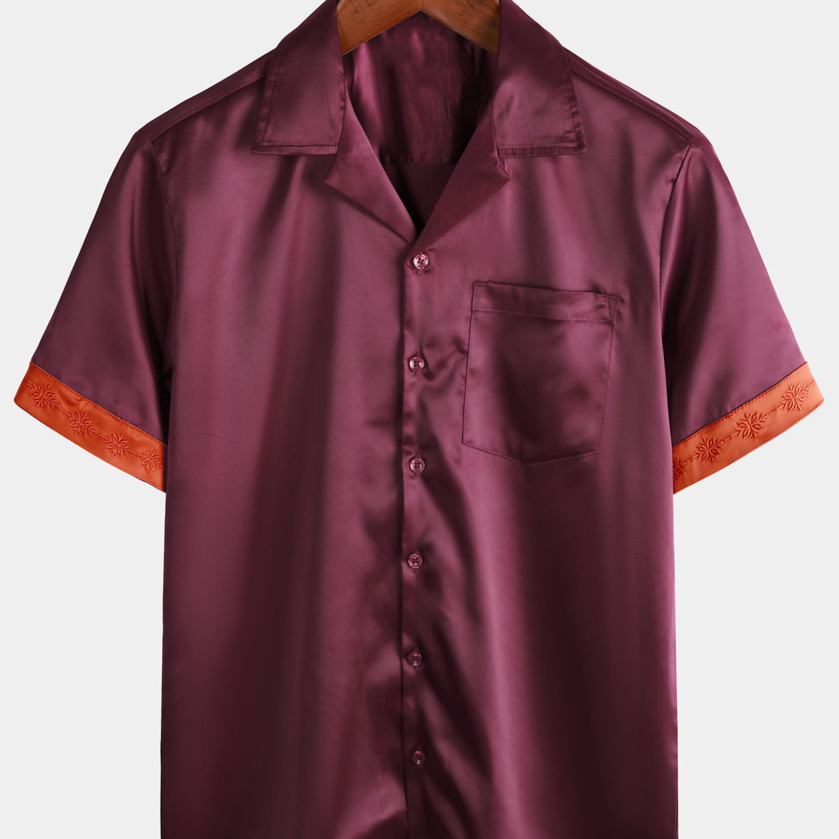 Camisa de manga corta de verano con botones de playa fresca bordada informal para hombre