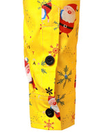 Men's Christmas Print Santa Cotton Soft Regular Fit Yellow Long Sleeve Dress Shirt