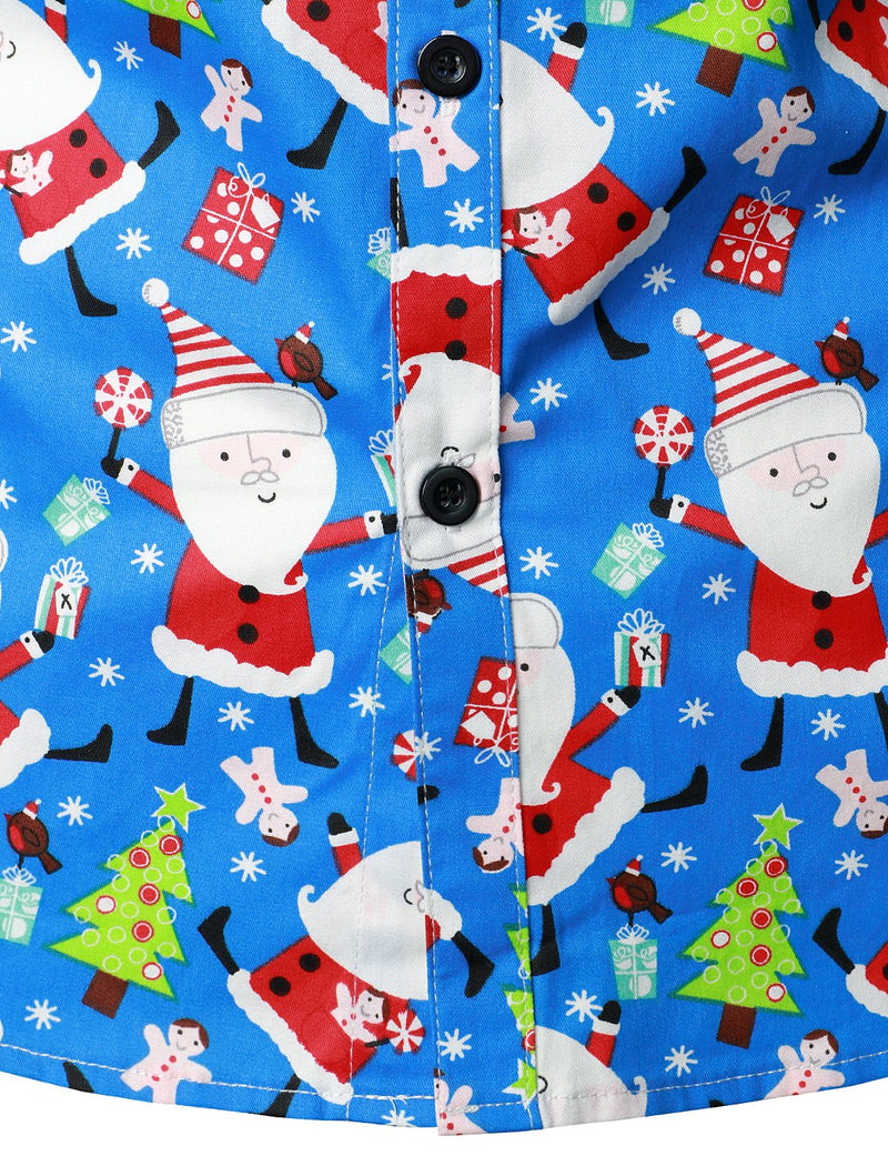 Bundle Of 3 | Men's Christmas Print Regular Fit Cotton Long Sleeve Shirt