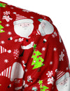 Men's Christmas Santa Print 100% Cotton Regular Fit Red Button Long Sleeve Dress Shirt