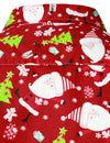 Men's Christmas Santa Print 100% Cotton Regular Fit Red Button Long Sleeve Dress Shirt