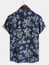 Bundle Of 2 | Men's Vintage & Floral Print Holiday Navy Blue Button Up Short Sleeve Shirts