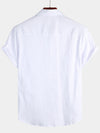 Bundle Of 3 | Men's Linen Cotton Pocket Solid Color Casual Short Sleeve Shirts